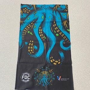 Neck Gaiter/ Neck Bandana Black and Blue Octopus